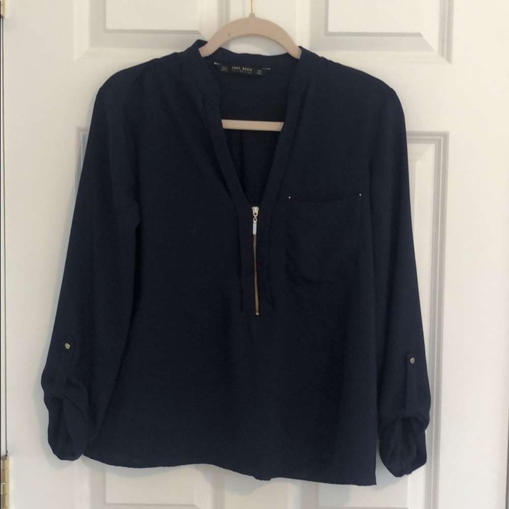 Zara Basic Navy Dress Top